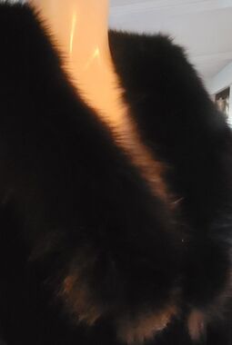 Victor Costa Black Fur Skirt Set